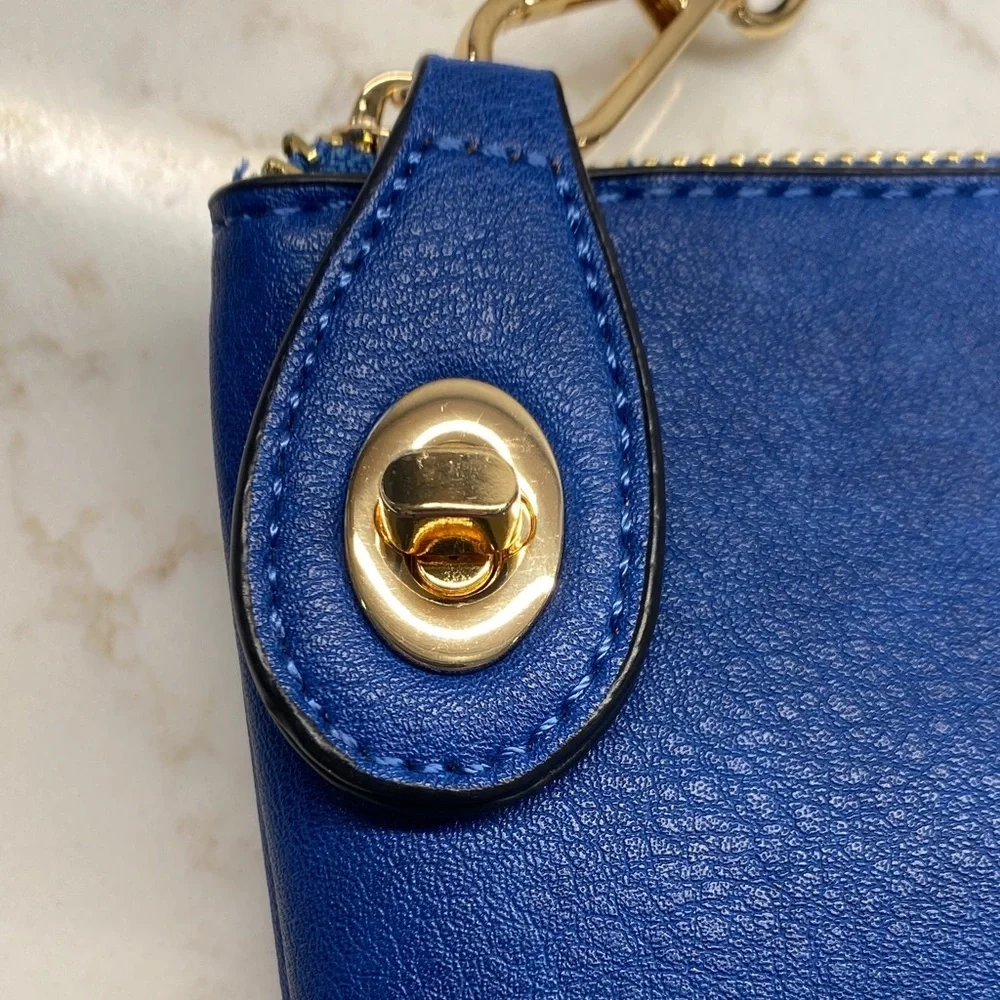 Jen & Co Crossbody Wristlet Convertible Vegan Leather Cobalt Blue 8” x 4.5”